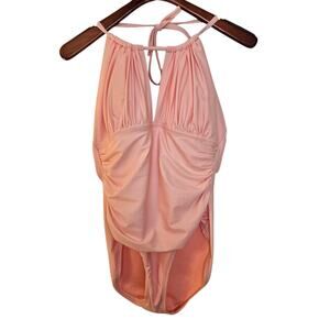 La Blanca Island Goddess High Neck Keyhole One-Piece Pink Swimsuit